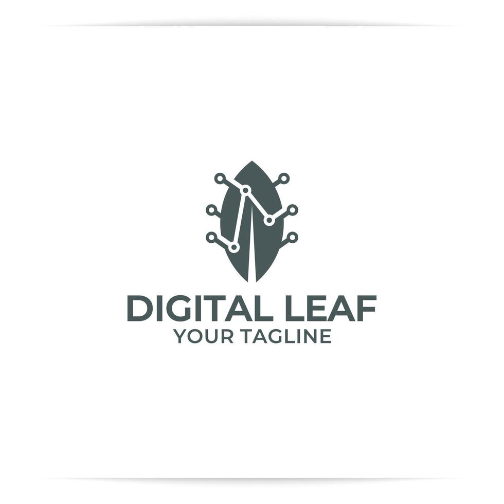 leaf technology logo design vector, data, digital, for science vector
