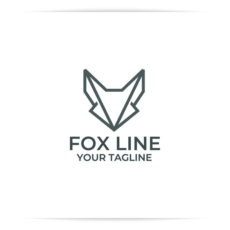 head fox line logo design vector, abstract vector