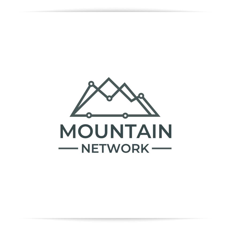 mountain connection logo design vector, technology, data, digital vector