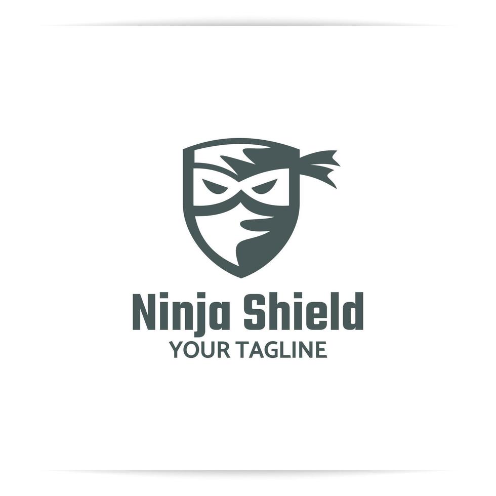 ninja shield logo design vector, defence, secure vector