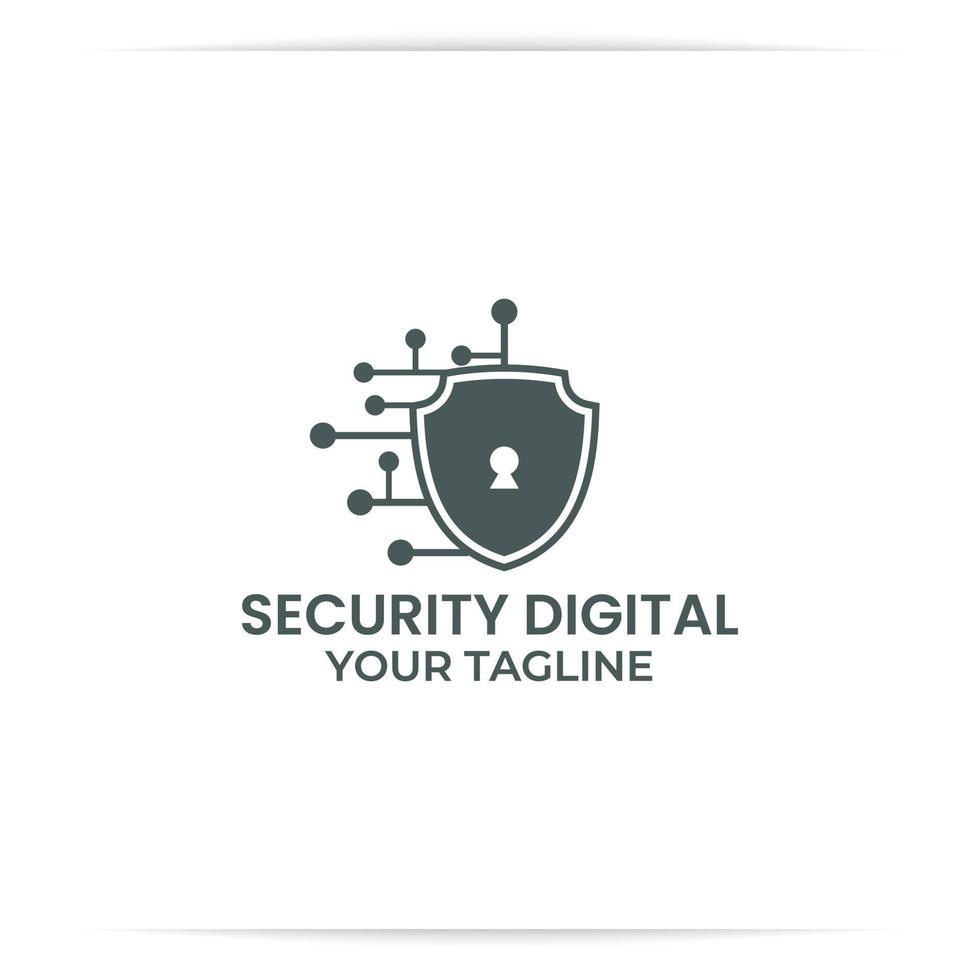 shield technology logo design vector, data, digital, secure, defenceeb vector