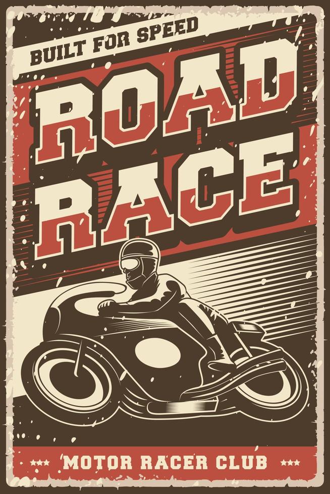 Retro Vintage Classic Motorcycle Road Race Poster vector