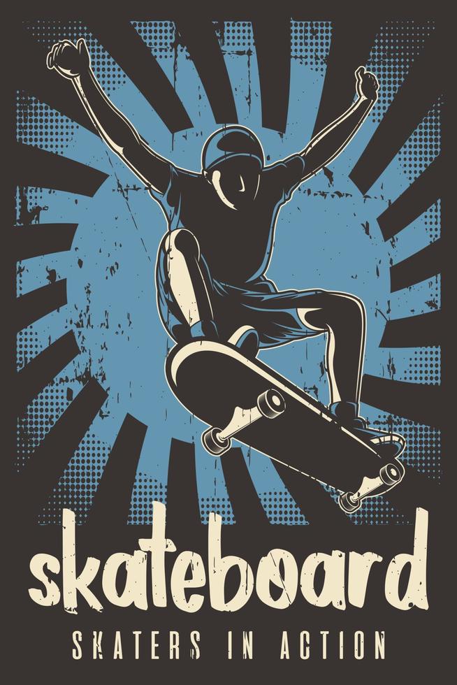 Retro Skater Skateboard Skateboarding Poster vector