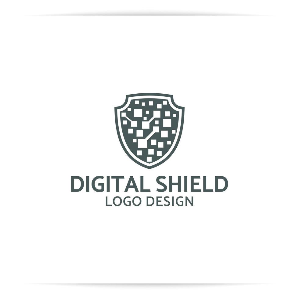shield technology logo design vector, data, digital, secure, defence vector