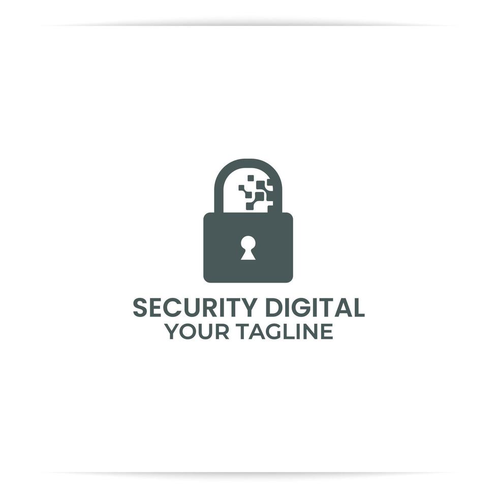 padlock digital logo design vector, technology, internet, secure. vector