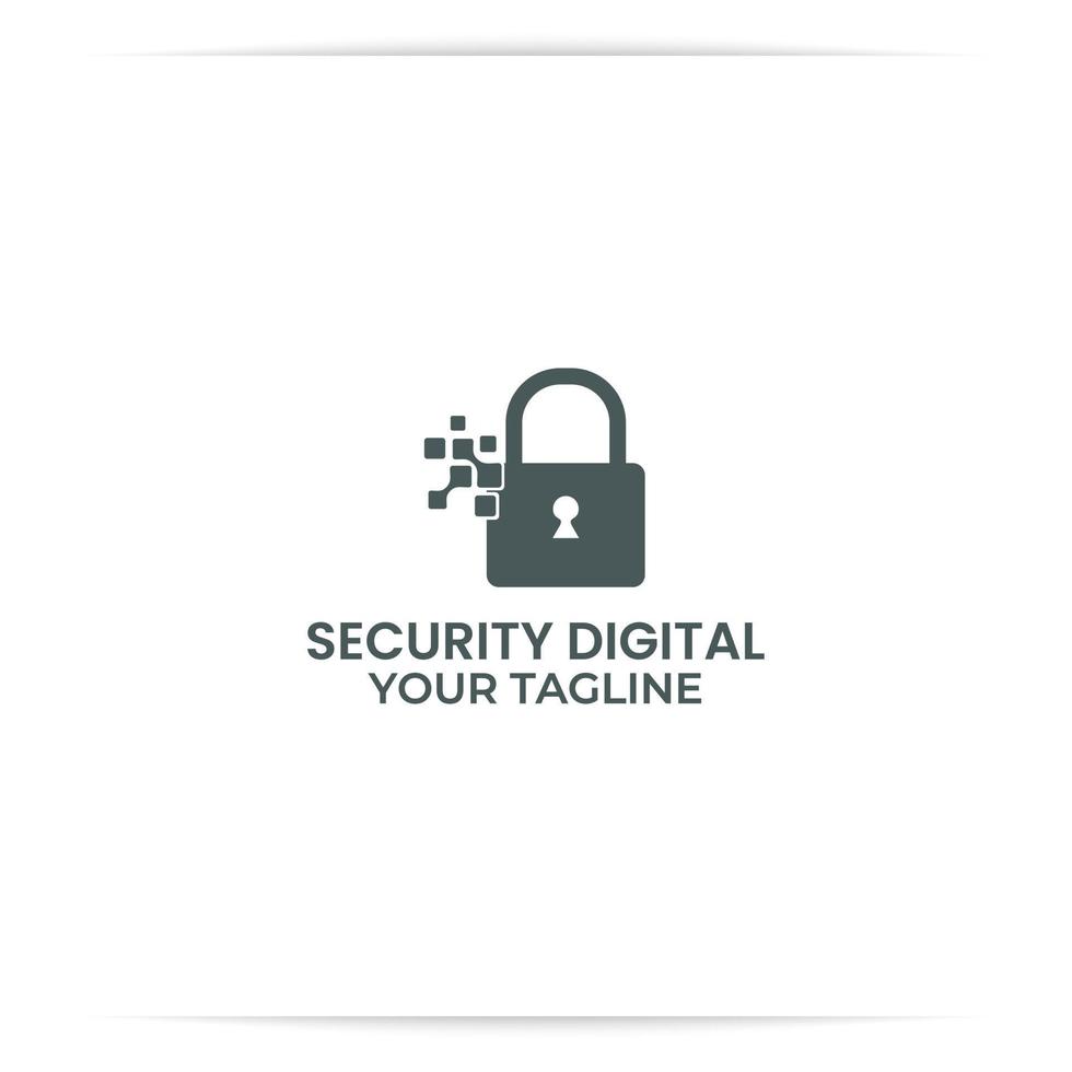 vector de diseño de logotipo digital de candado, tecnología, internet, seguro.