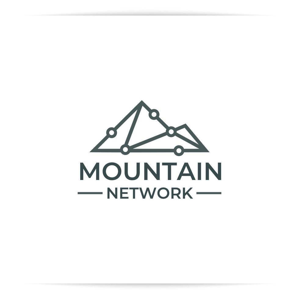 mountain connection logo design vector, technology, data, digital vector