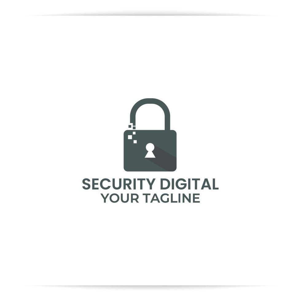 padlock digital logo design vector, technology, internet, secure. vector