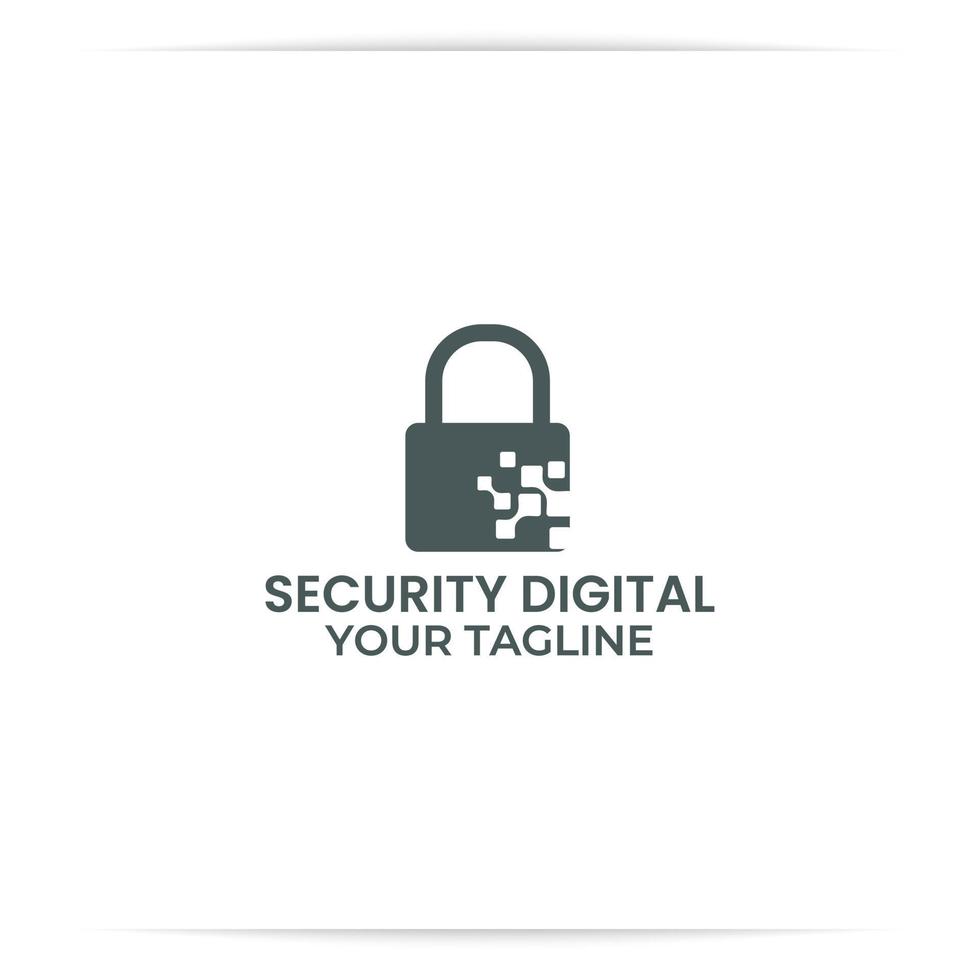 vector de diseño de logotipo digital de candado, tecnología, internet, seguro.