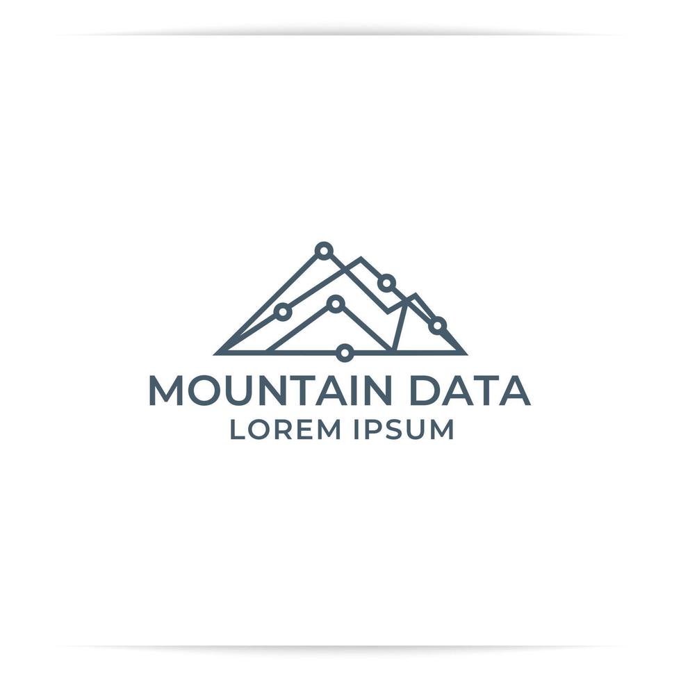 mountain connection logo design vector, technology, data, digital vector