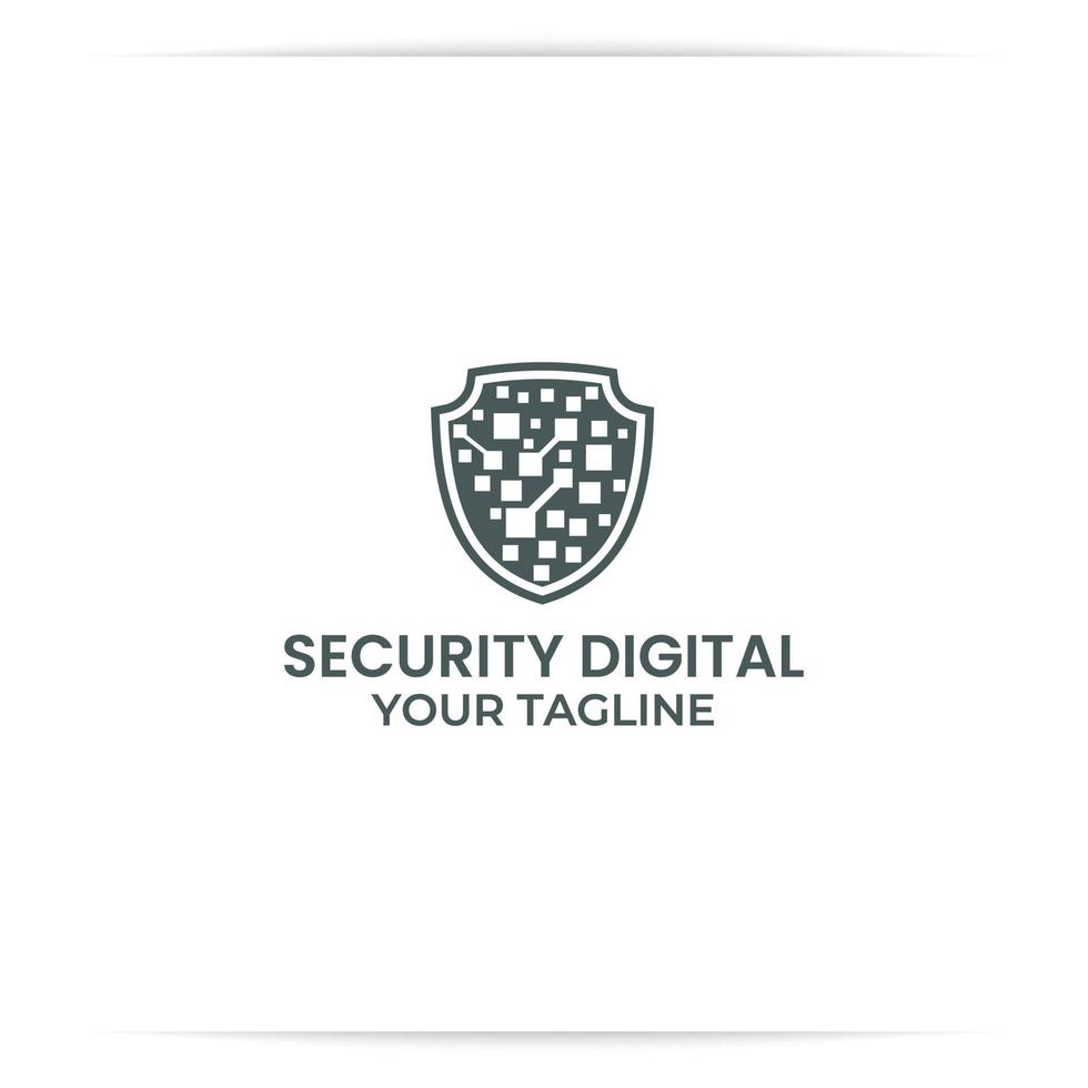 shield technology logo design vector, data, digital, secure, defence vector