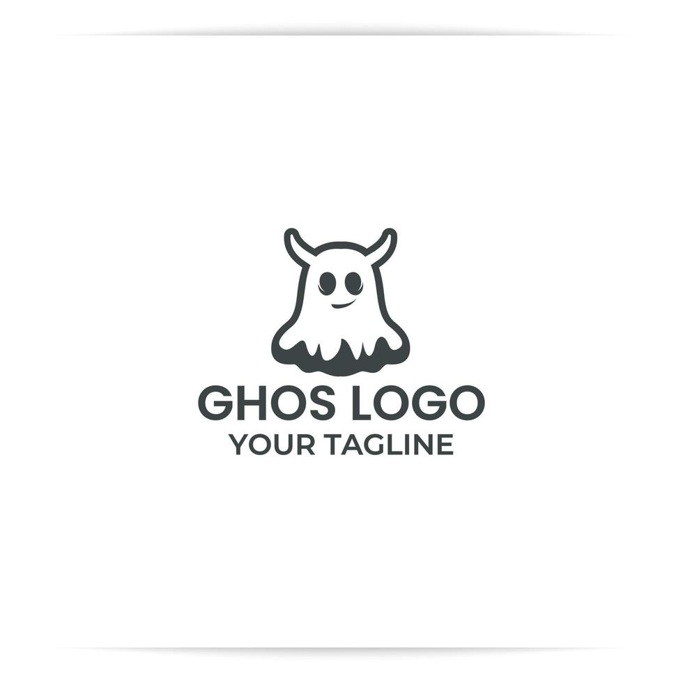 vector de diseño de logotipo fantasma, cabeza, lindo, espeluznante