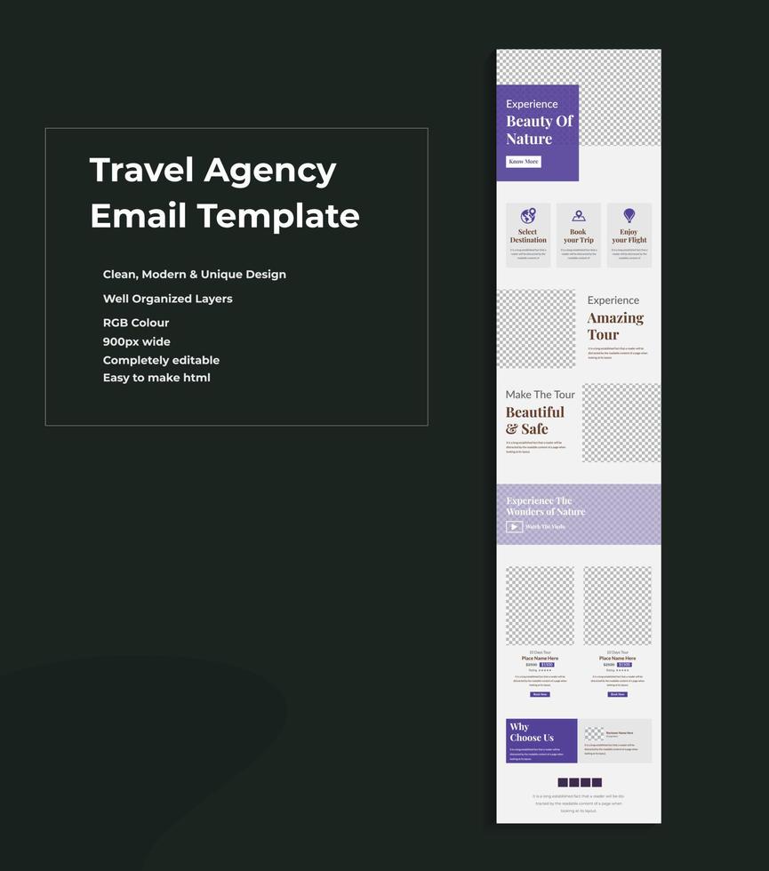 Travel Agency Email Marketing Newsletter Template vector