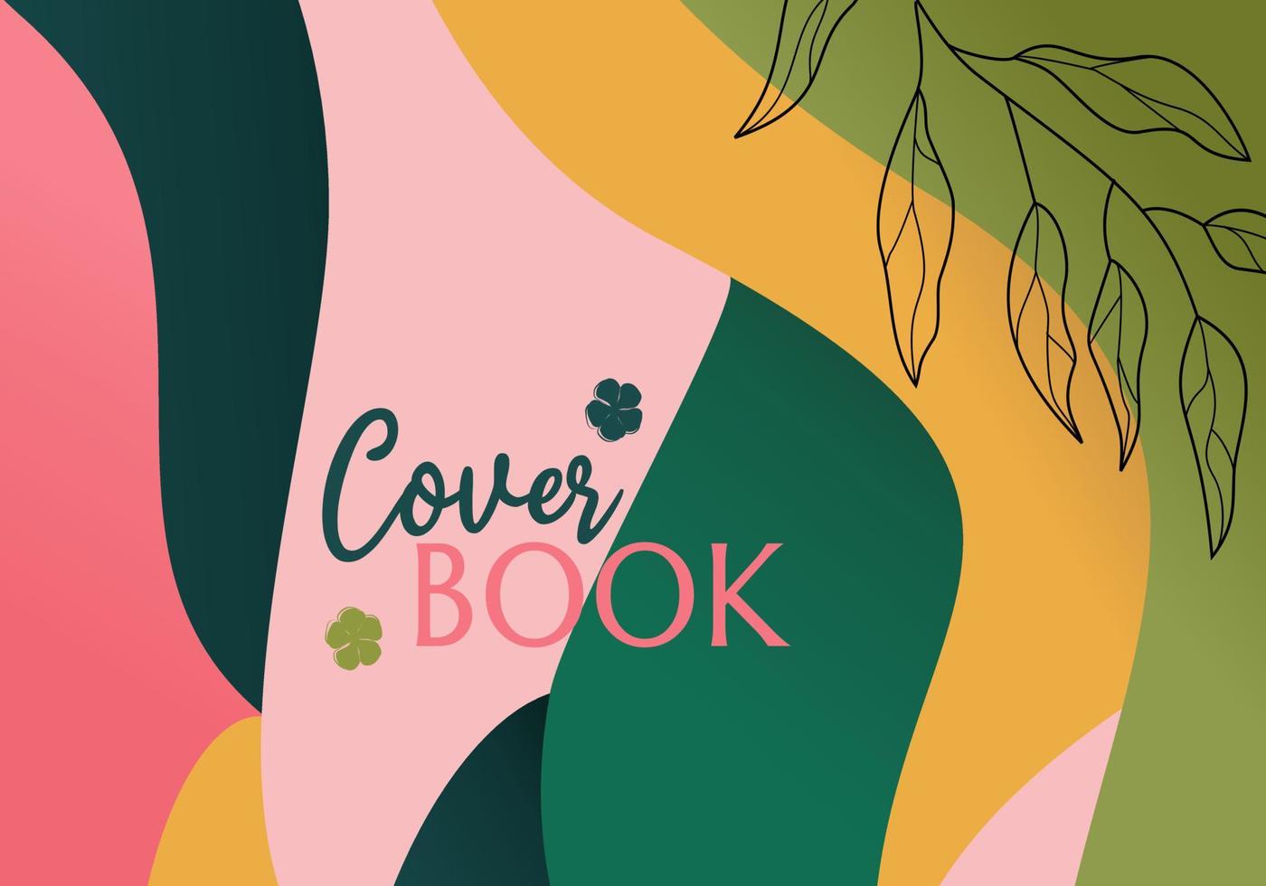 landscape cover design with colorful waves pattern vector