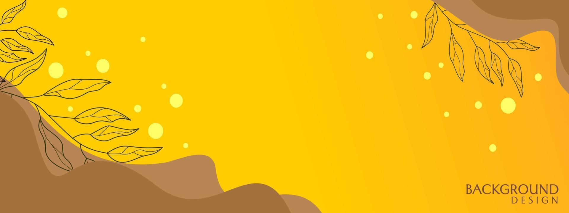 yellow banner with hand drawn floral ornaments. aesthetic background for social media vector