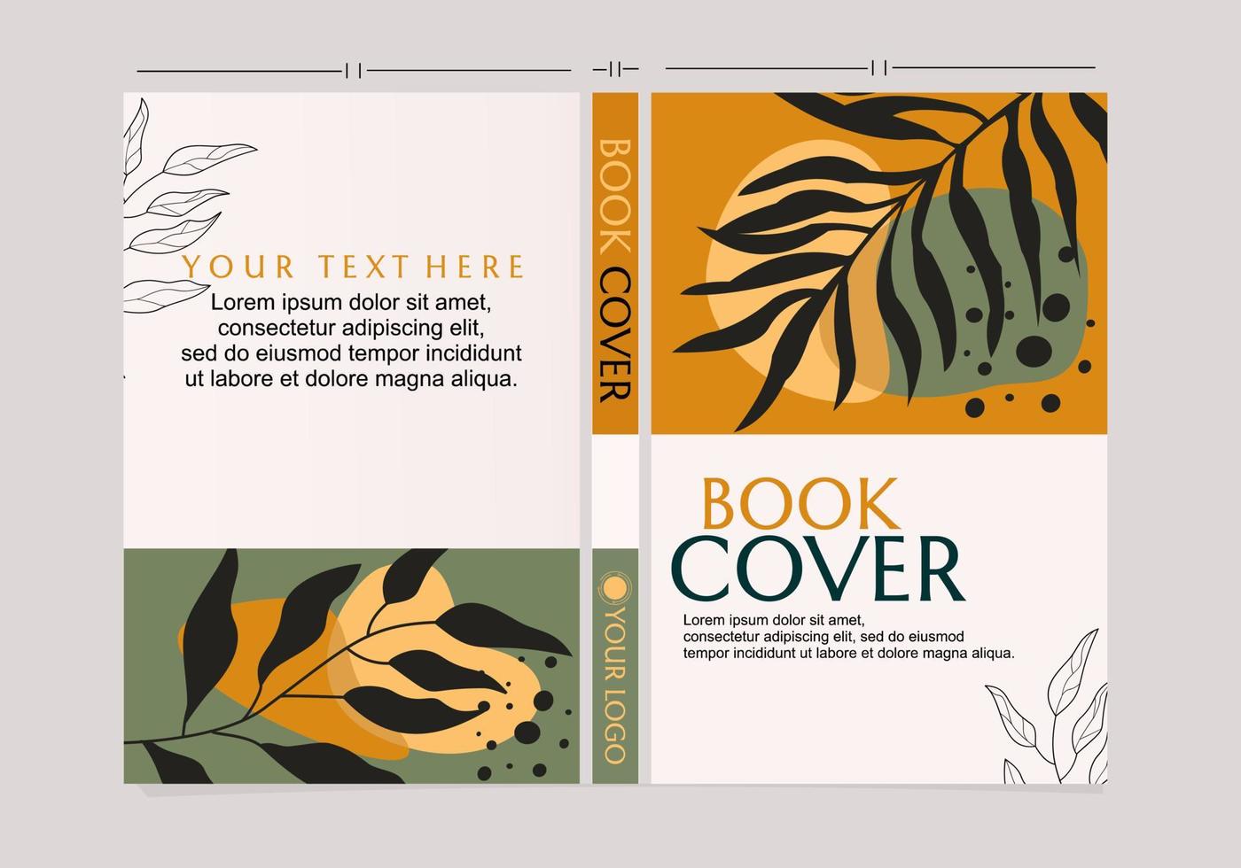 natural theme book cover design. minimalist design with earth tone colors vector