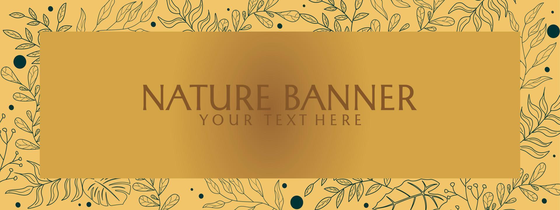 nature banner with hand drawn floral ornaments. aesthetic brown background. social media cover vector