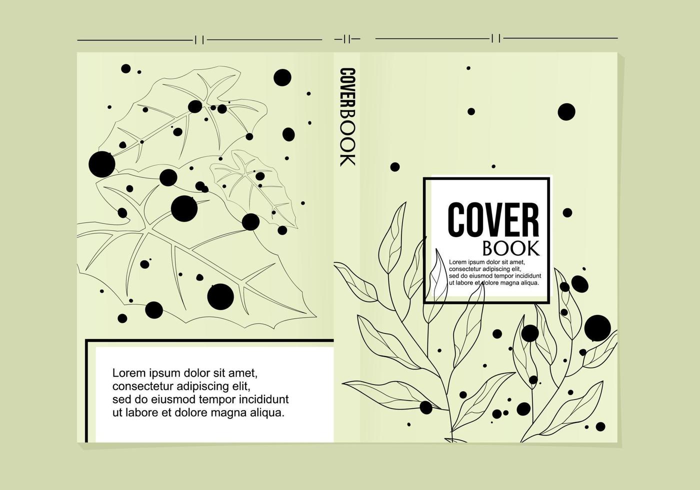 conjunto de diseños de portada de libro con decoración de arte de línea de hoja. fondo del tema de la naturaleza vector