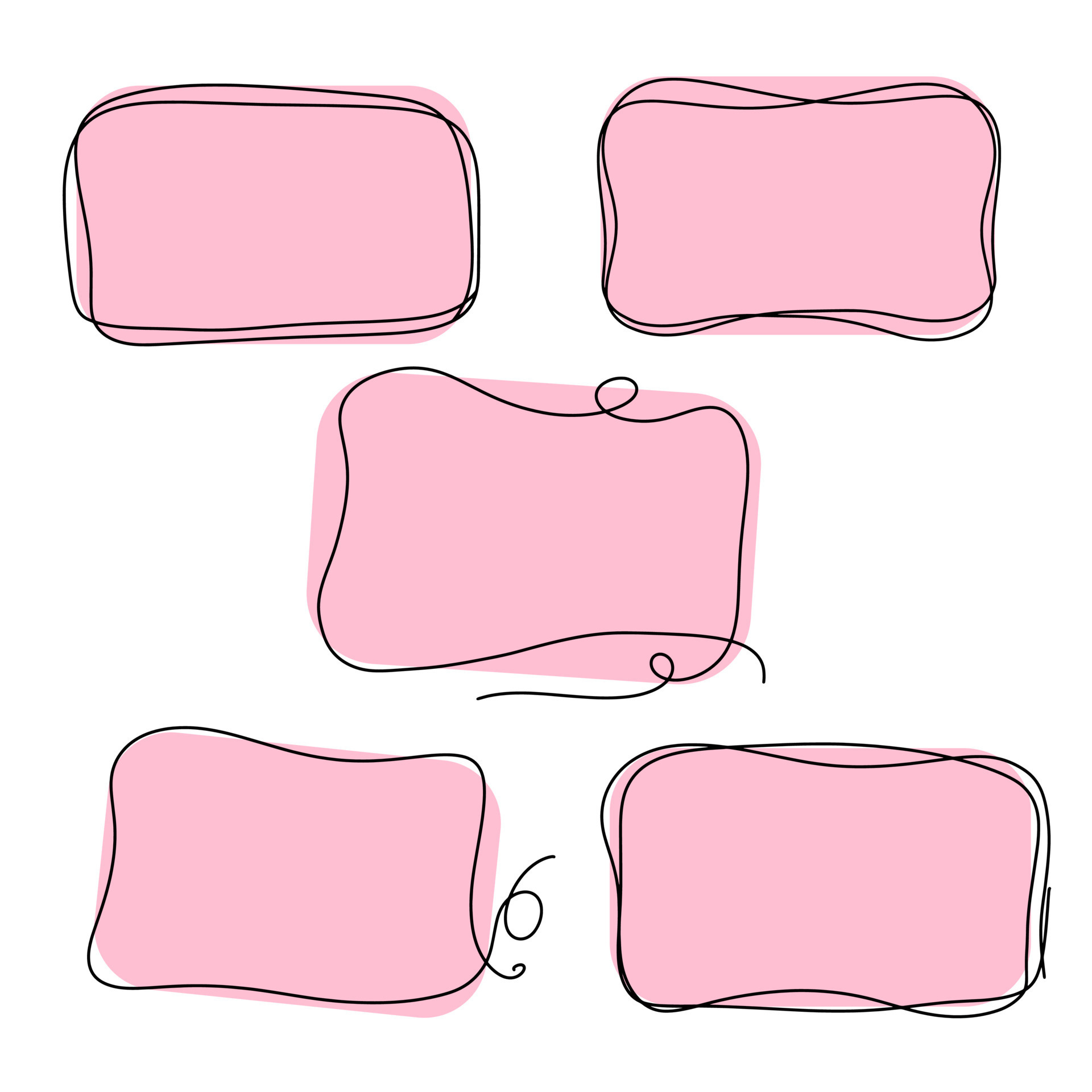 A set of rectangular frames with rounded edges and curlicues, handdrawn with a single line