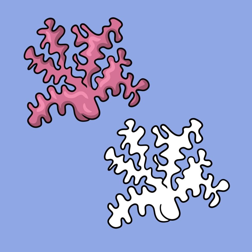 un conjunto de imágenes, una ramita de coral rosa, habitantes del mar tropical, ilustración vectorial en estilo de dibujos animados sobre un fondo de color vector