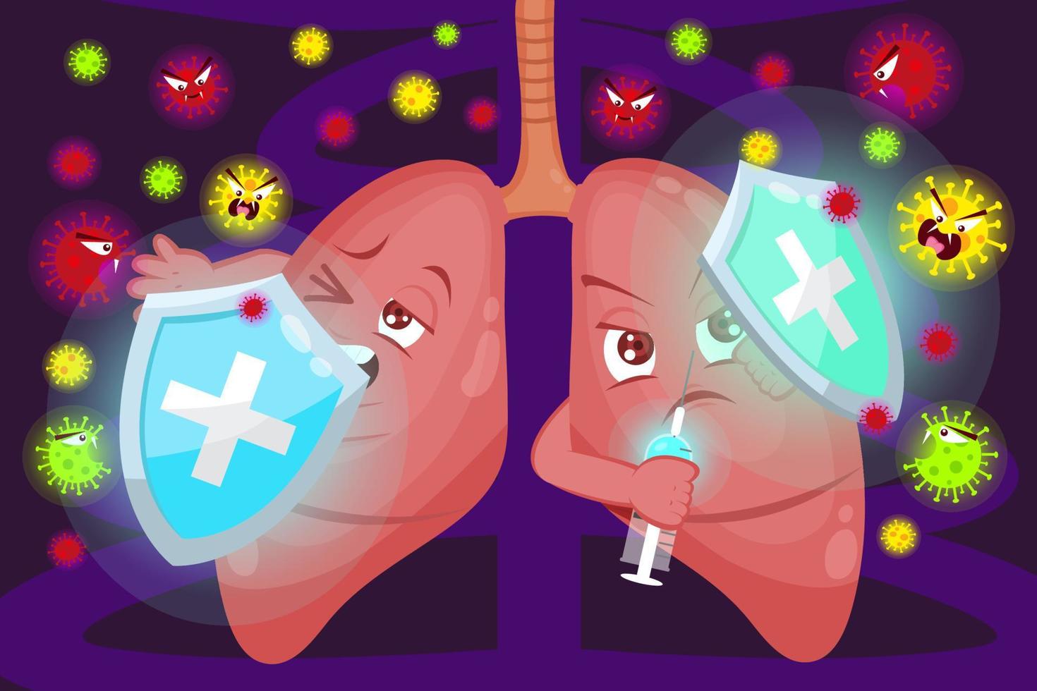 Lungs Fight Viruses vector