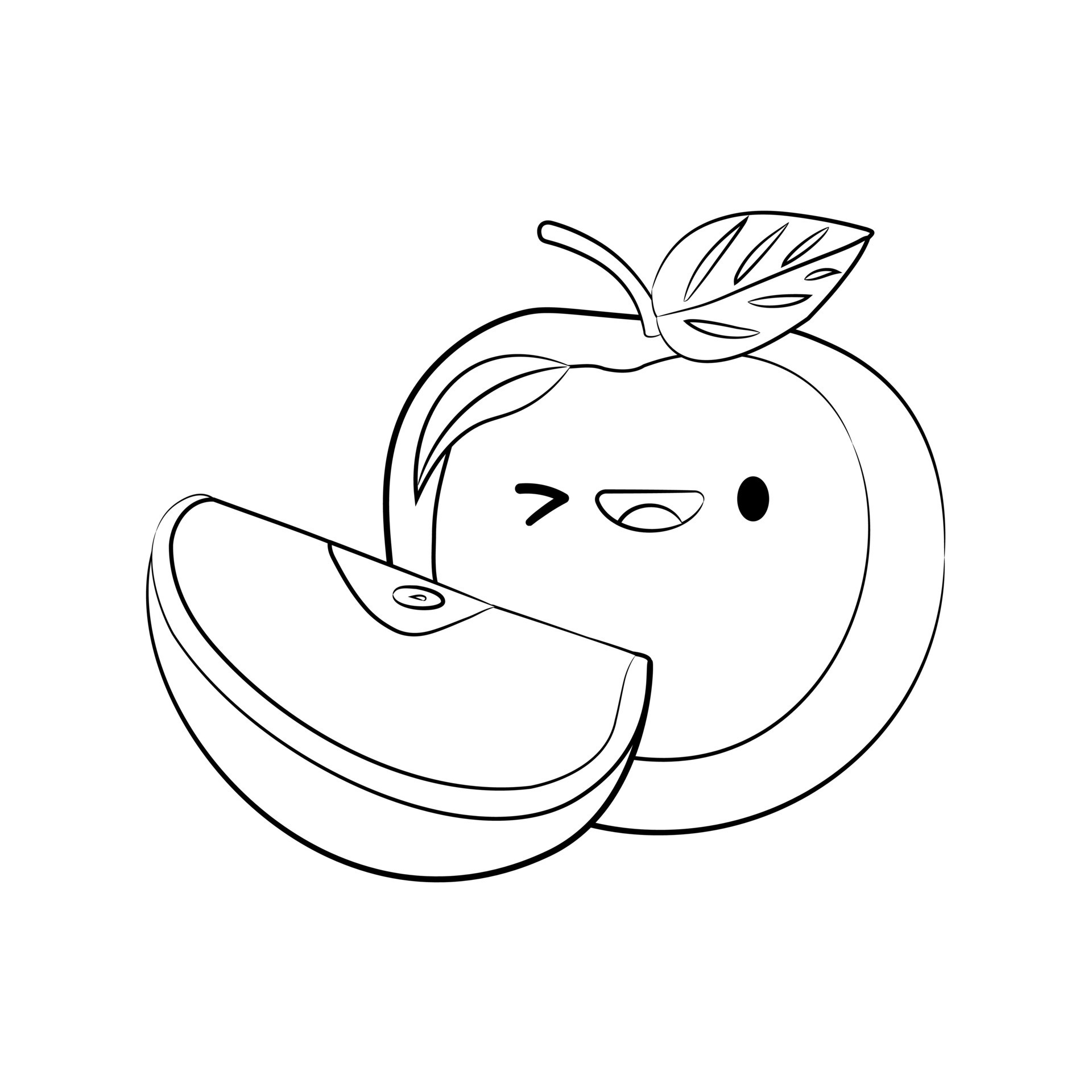 Manzana linda de estilo de contorno con un icono de vector de manzana