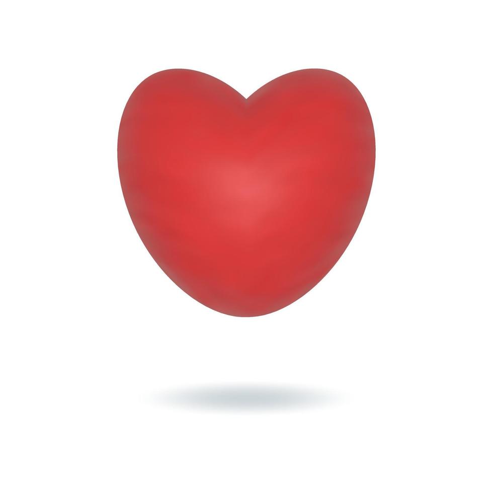 Red realistic 3d heart icon. Valentine's day, 14 february vector illustration.