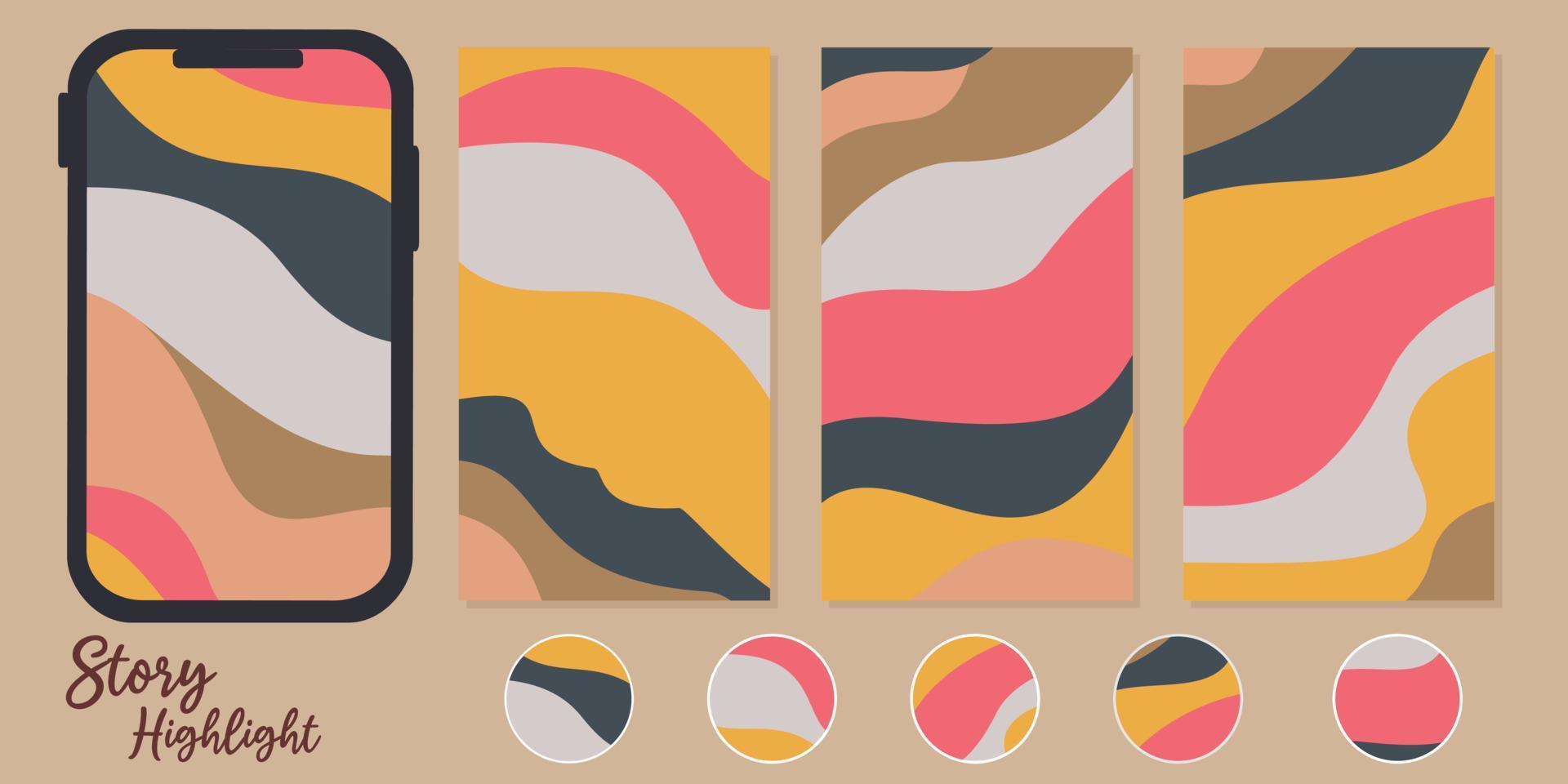 Abstract background design with curved texture for stories and social media highlights. aesthetic design vector