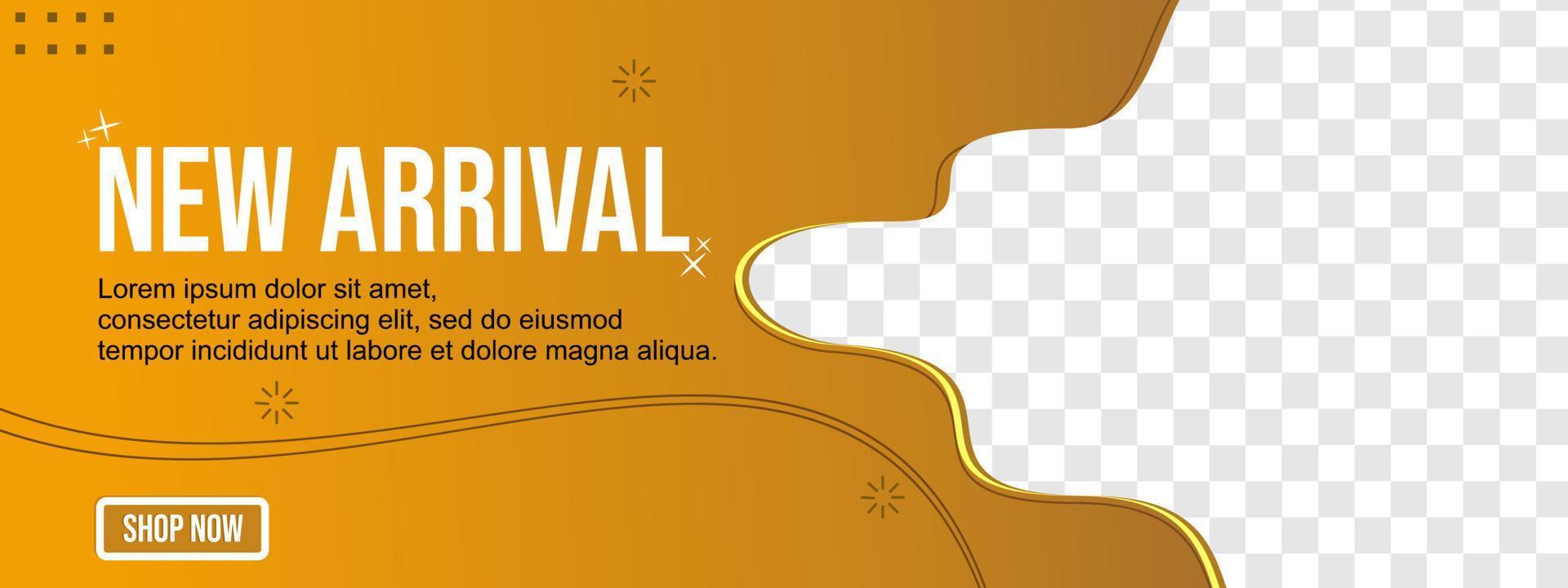 new arrival banner for social media cover. brown color geometric background vector