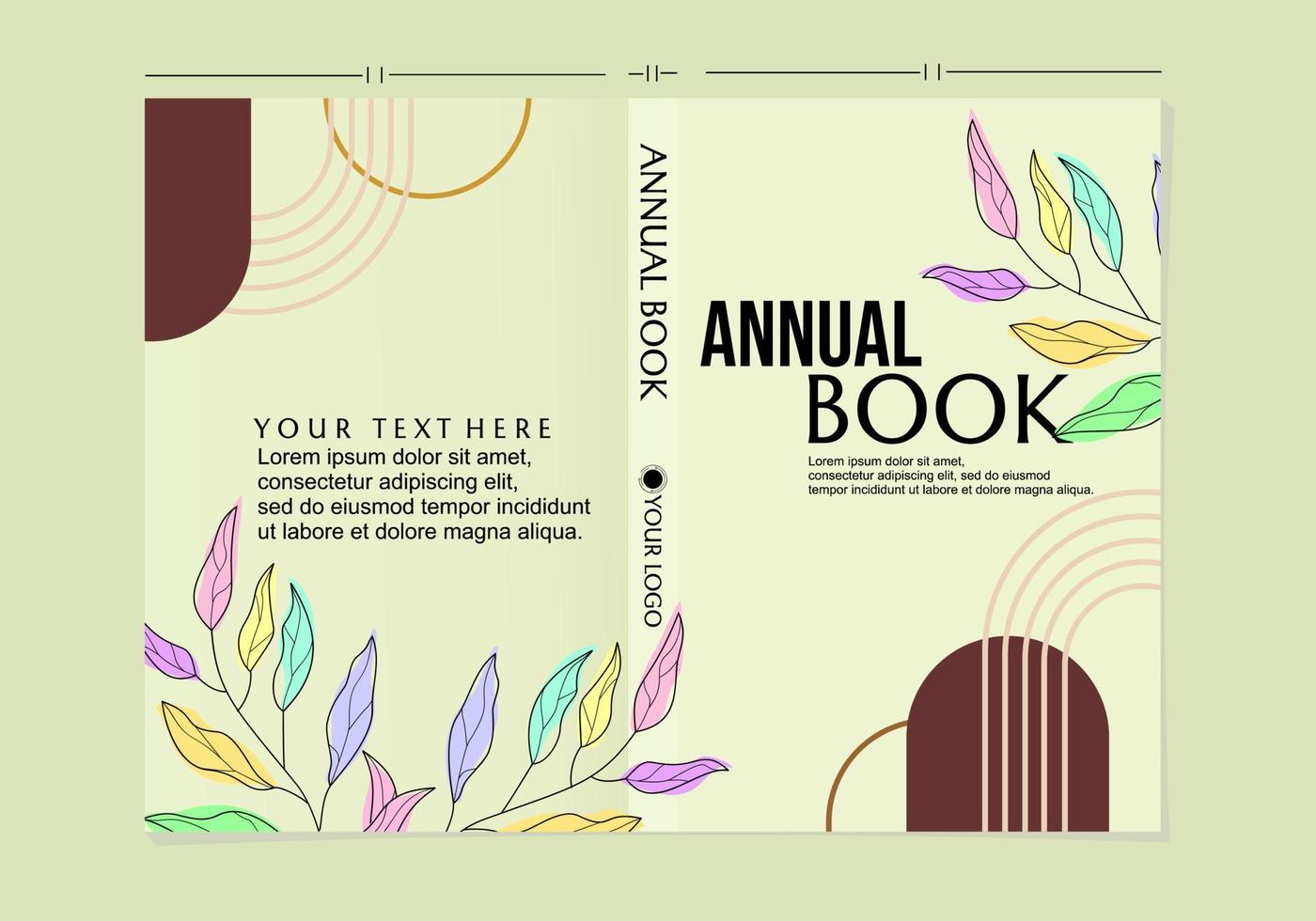 natural theme book cover design. templates for annual books. modern design with hand drawn flower decoration vector