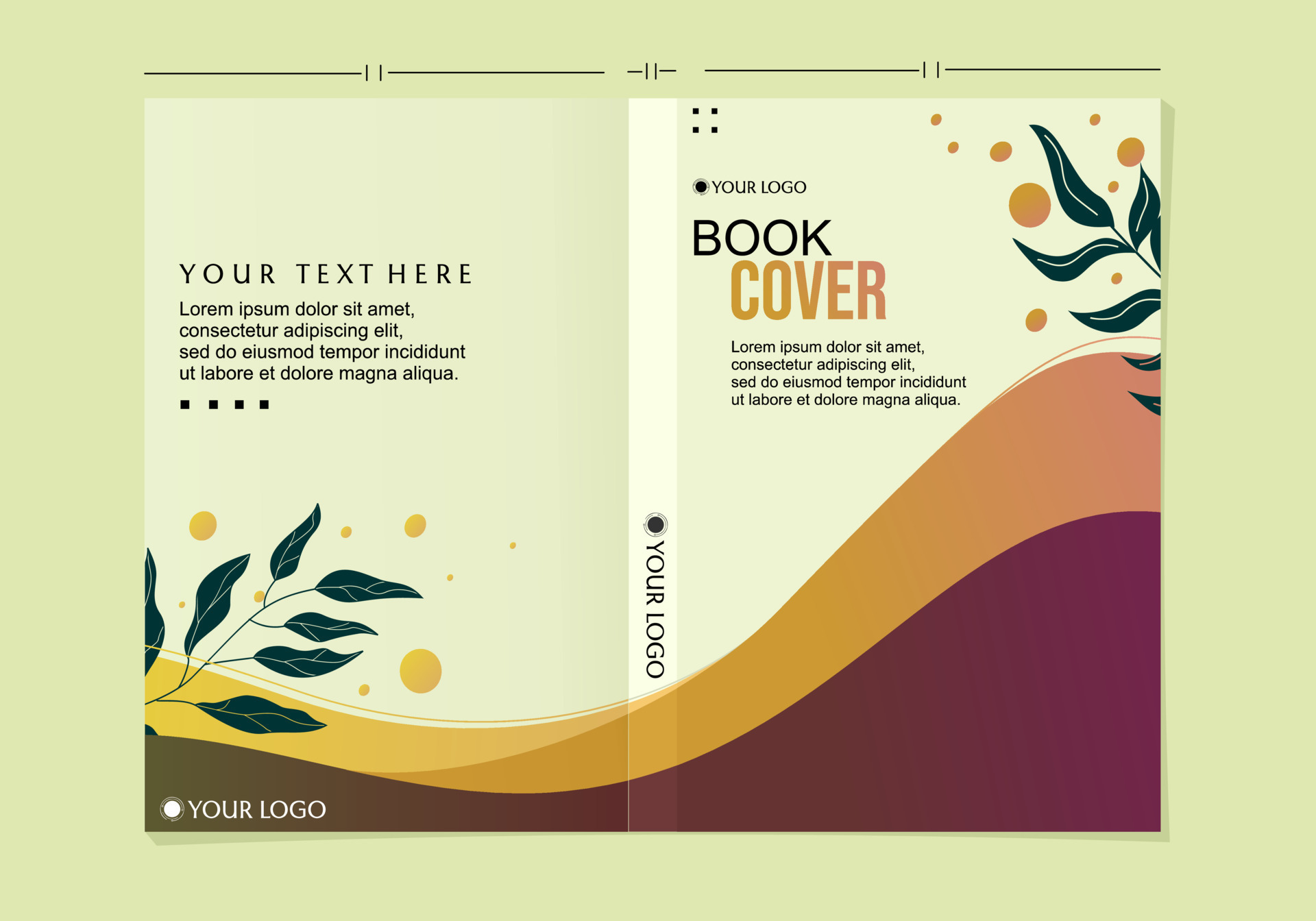set of natural theme book cover templates. modern and beautiful design ...