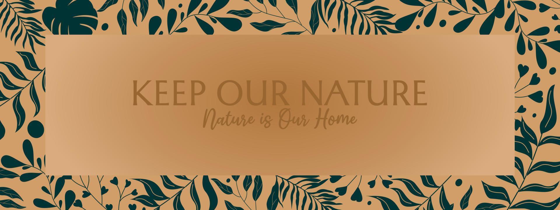 nature banner with silhouette flower ornament. aesthetic brown background. social media cover vector