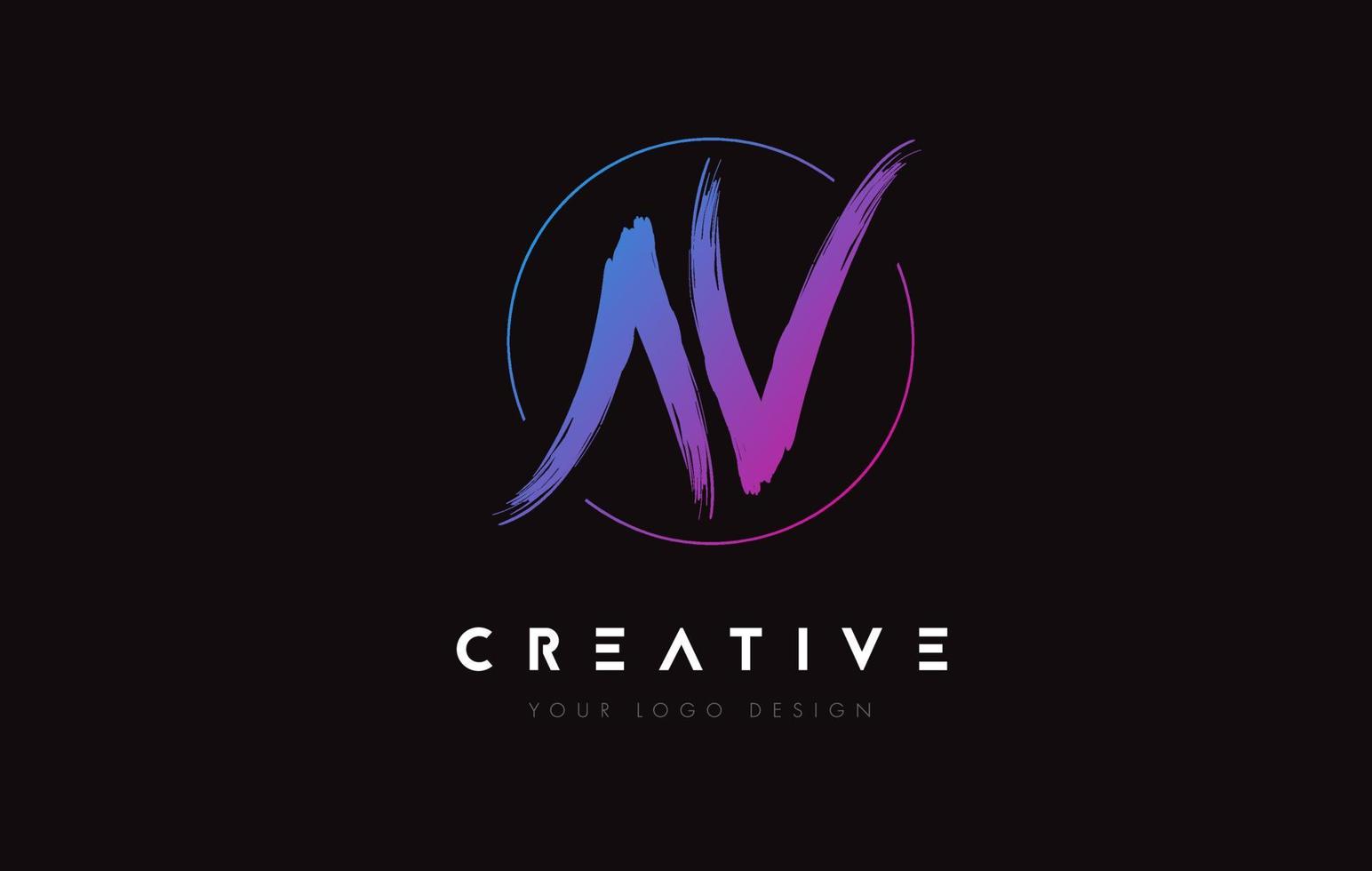 Creative Colorful AV Brush Letter Logo Design. Artistic Handwritten Letters Logo Concept. vector