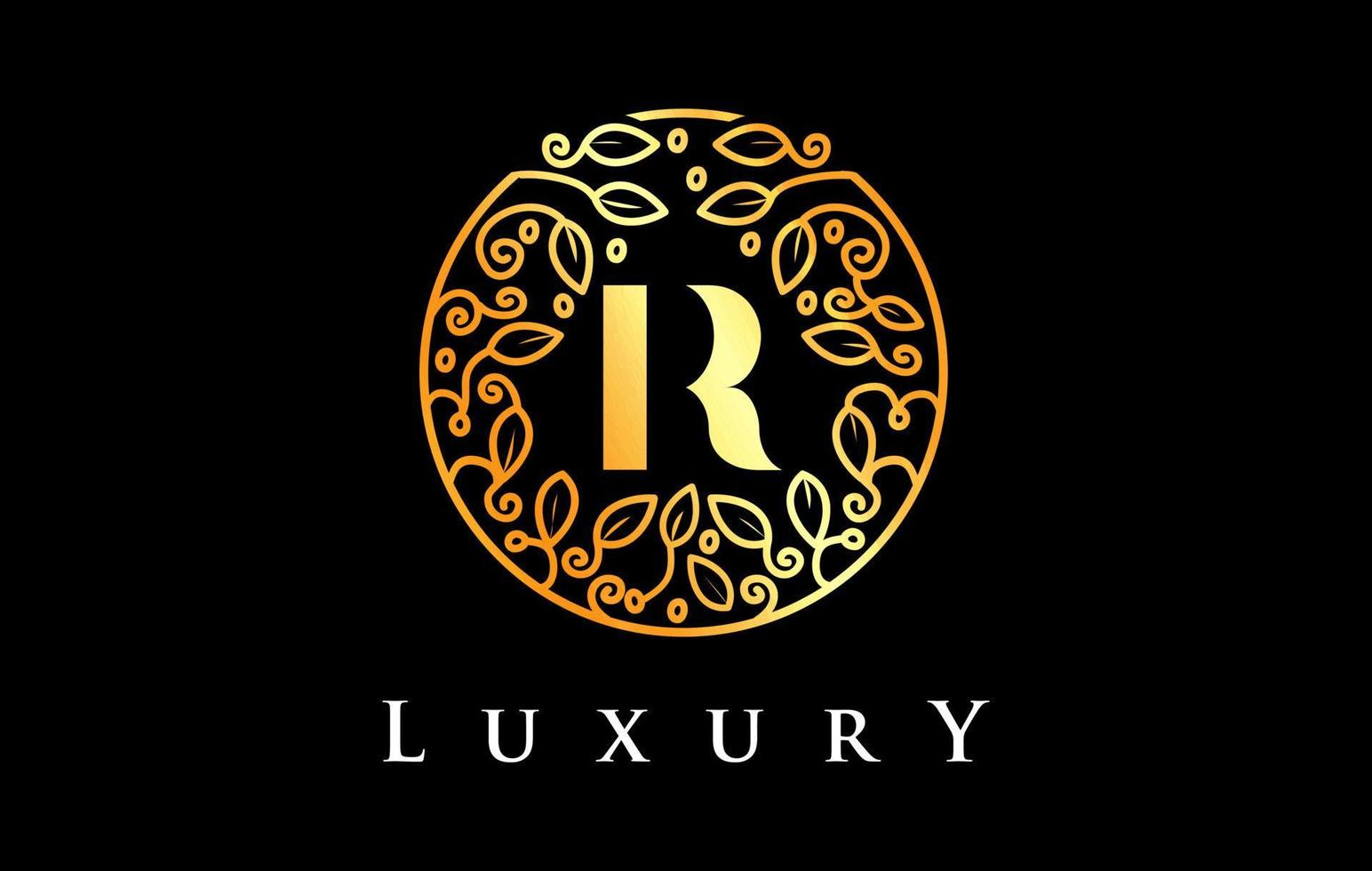 Golden R Letter Logo Luxury.Beauty Cosmetics Logo vector