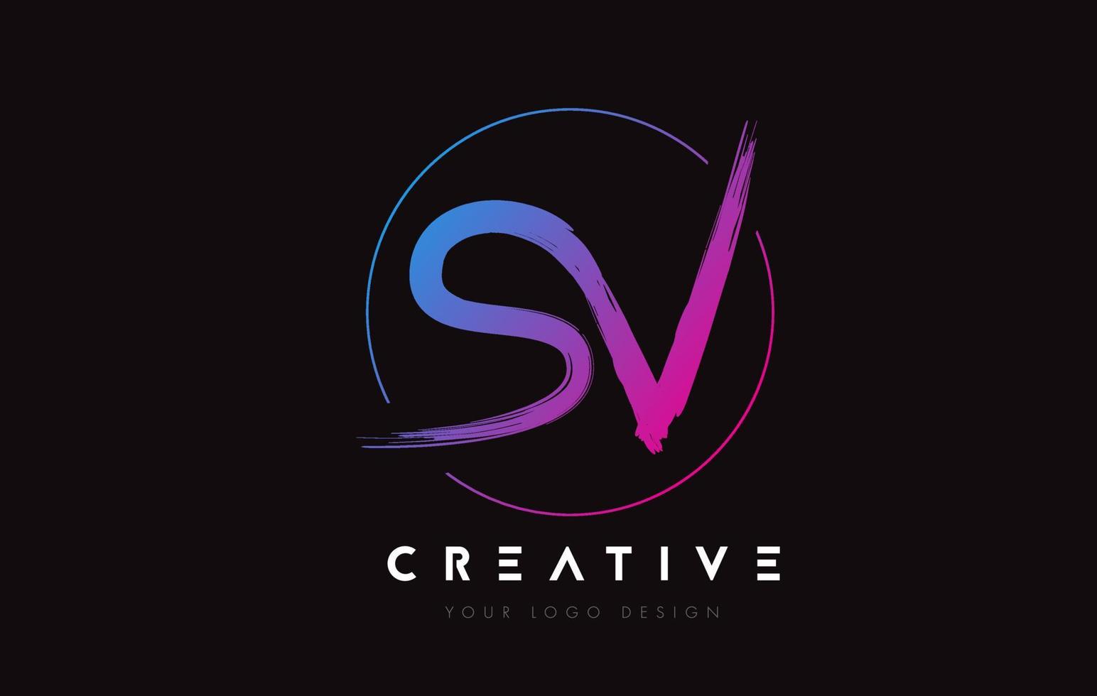 Creative Colorful SV Brush Letter Logo Design. Artistic Handwritten Letters Logo Concept. vector