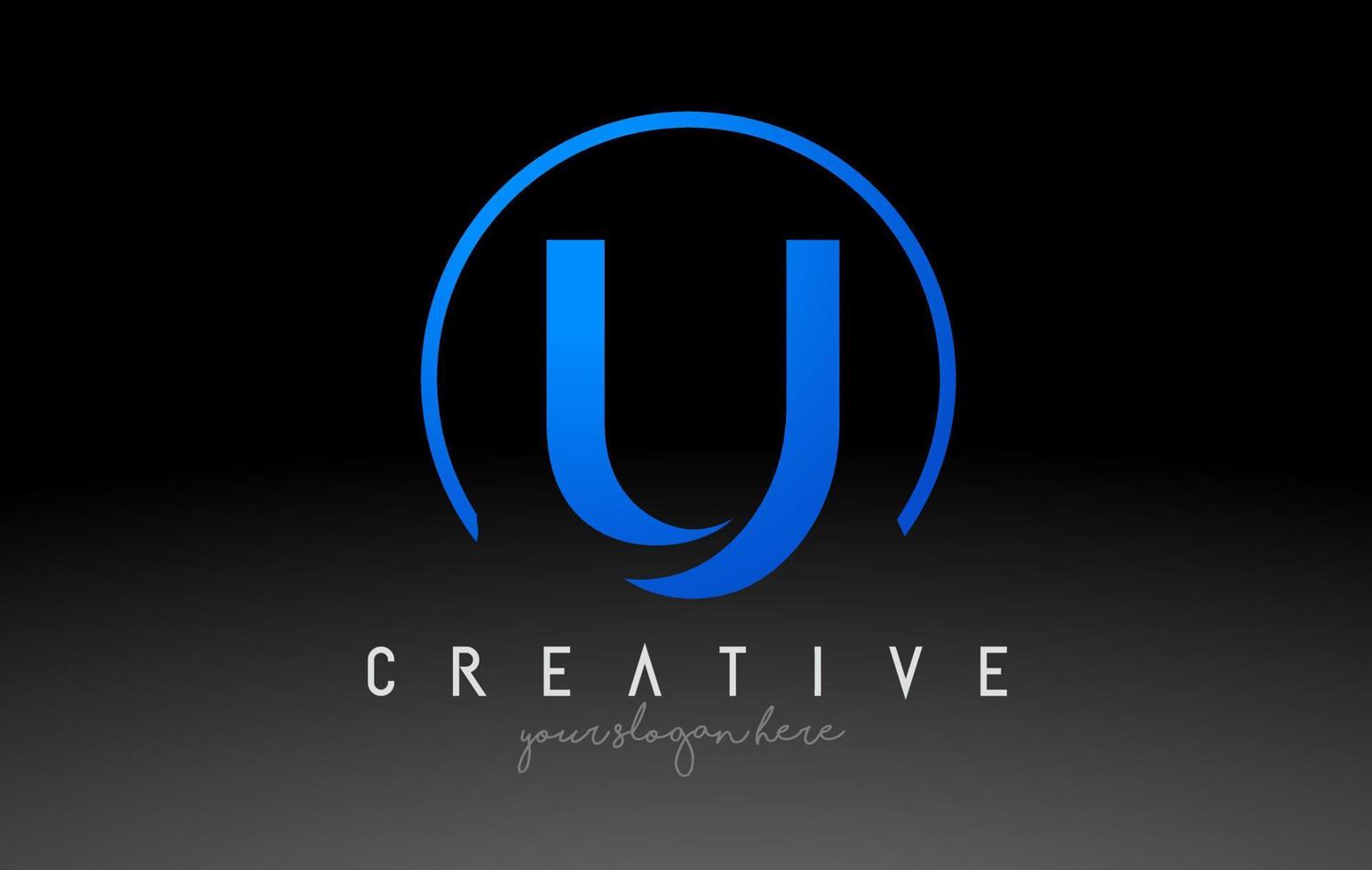 U Letter Logo Design with Black Blue Color. Cool Modern Icon Template. vector