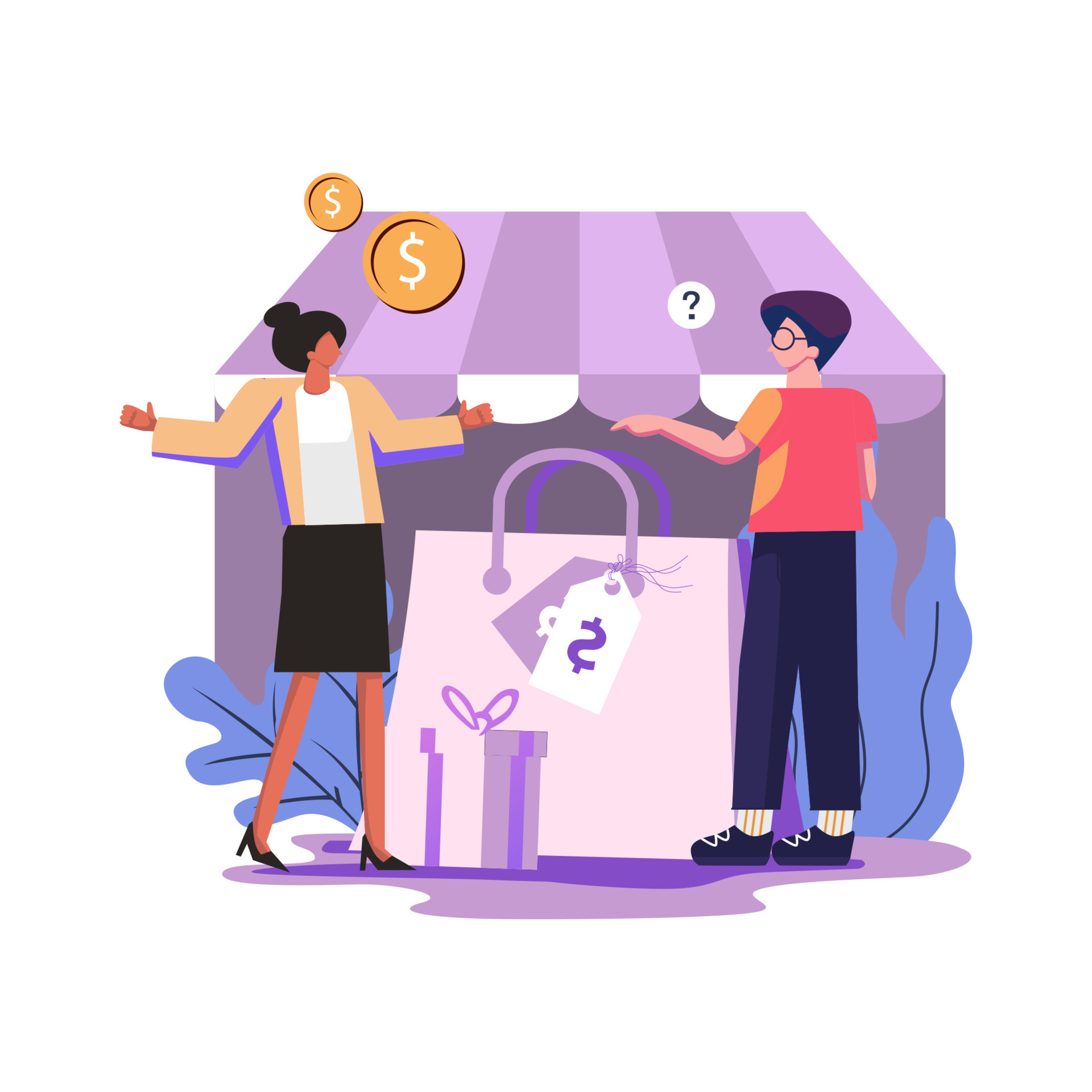 Face to face selling flat style illustration design 10596566 Vector Art