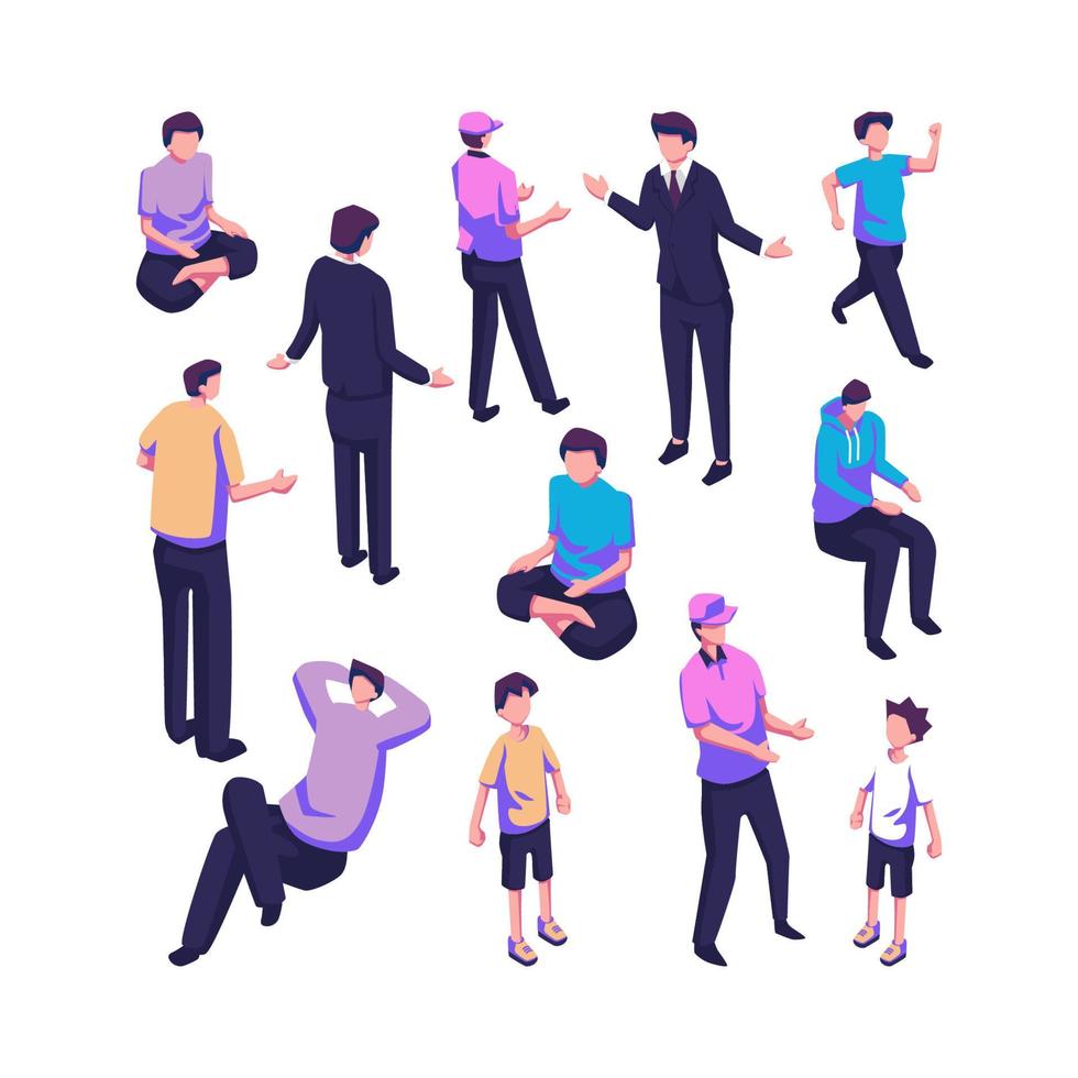 isometric character male illustration design vector