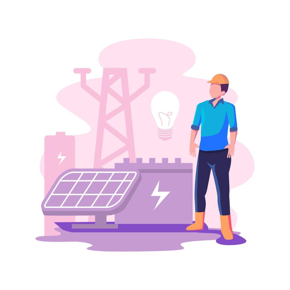 diseño de ilustración de estilo plano de almacenamiento de energía vector