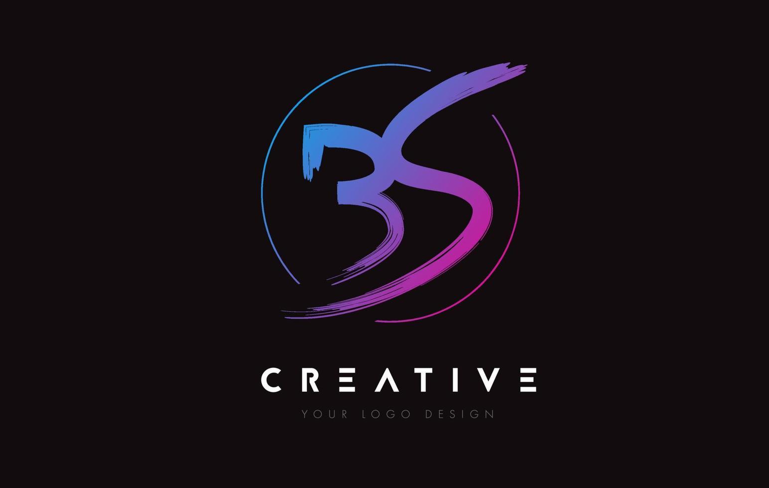 Creative Colorful BS Brush Letter Logo Design. Artistic Handwritten Letters Logo Concept. vector