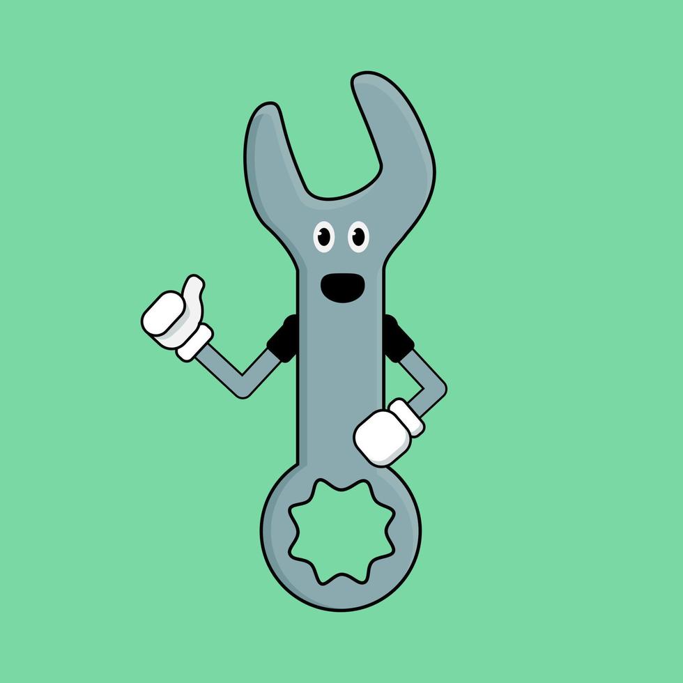 Cute spanner mascot thumbs up of illustration vector