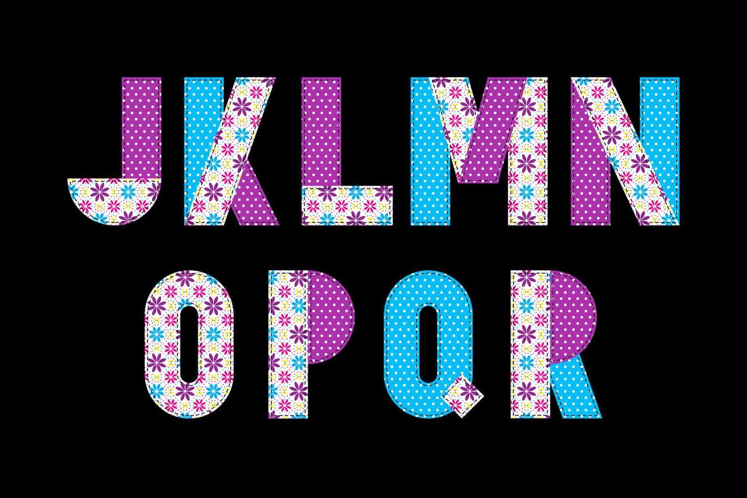 Colorful patchwork english alphabet. Isolated quilt letters for digital scrapbooking. vector