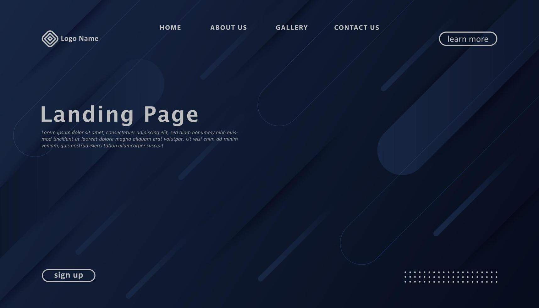 Abstract geometric gradient landing page template modern design vector