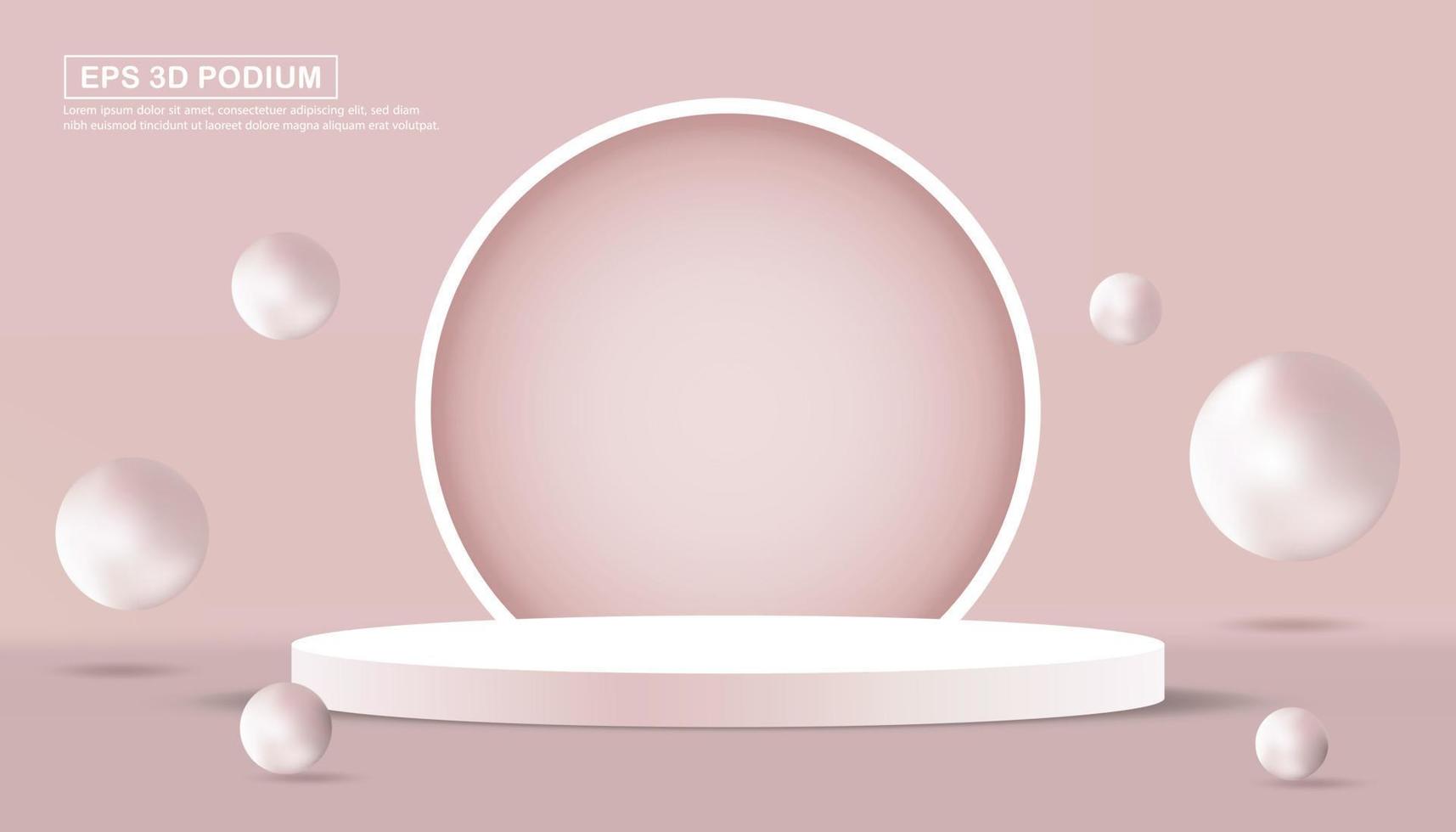 podio 3d realista rosa con fondo circular vector