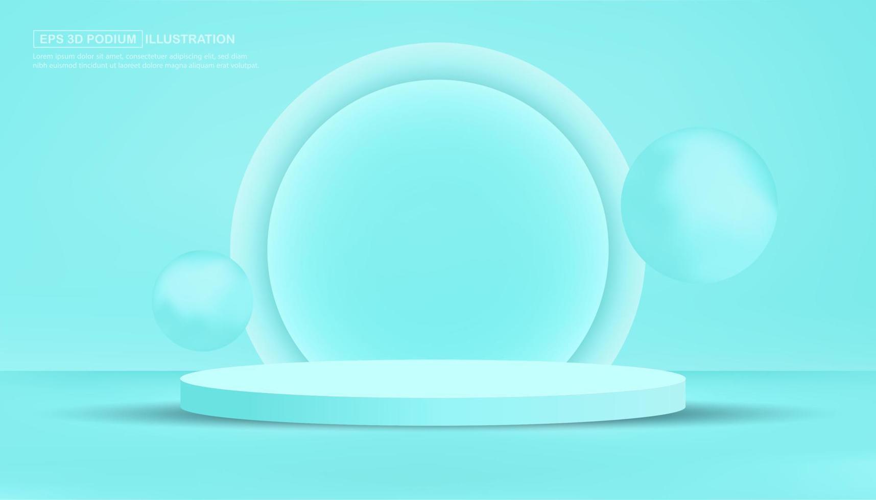 diseño minimalista de podio azul turquesa 3d realista vector