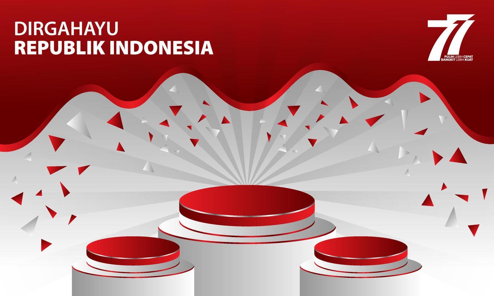 indonesia independence day sale banner social media template post with blank space podium for product sale with red and white background design vector