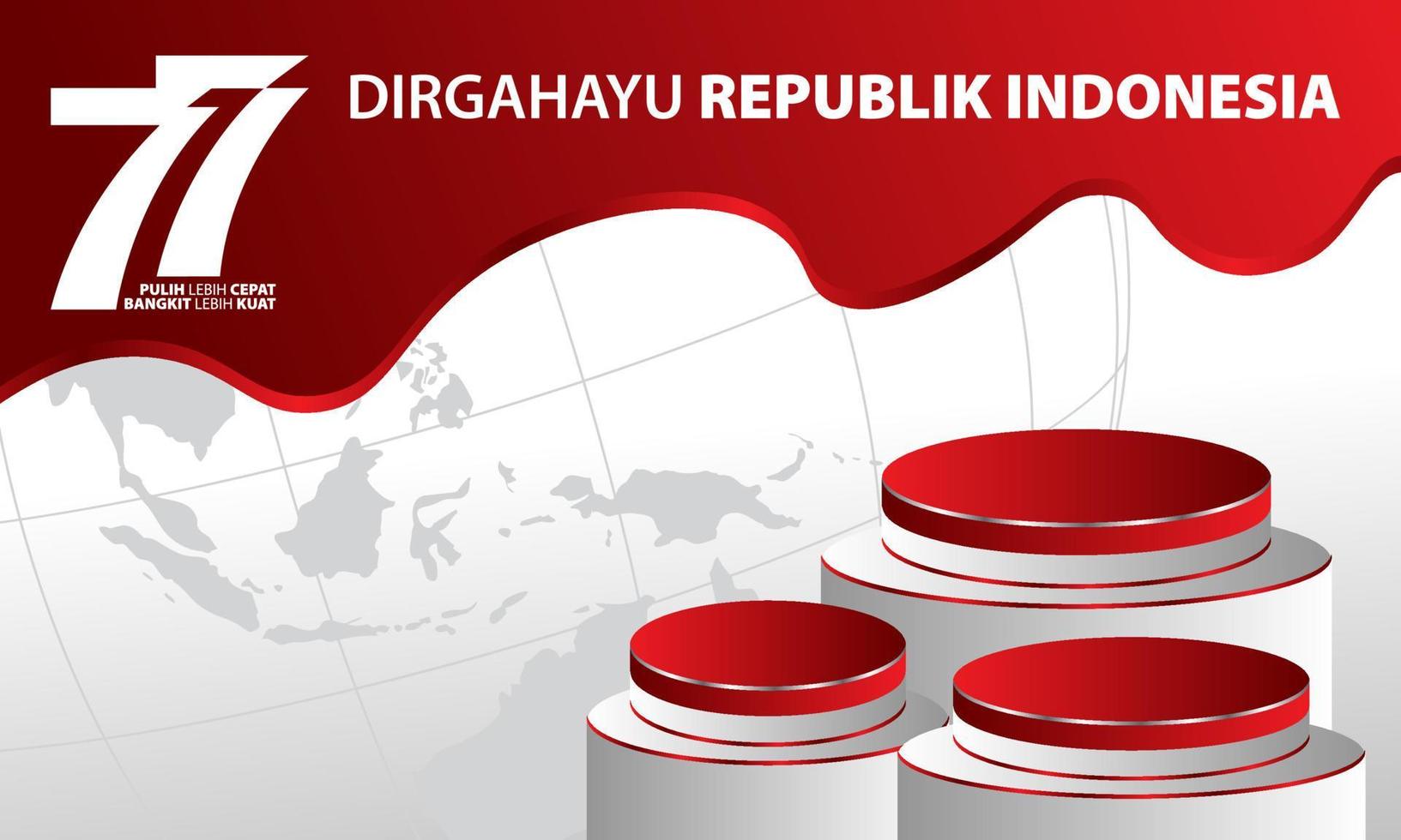 publicación de plantilla de redes sociales de banner de venta del día de la independencia de indonesia con podio de espacio en blanco para la venta de productos con diseño de fondo rojo y blanco vector