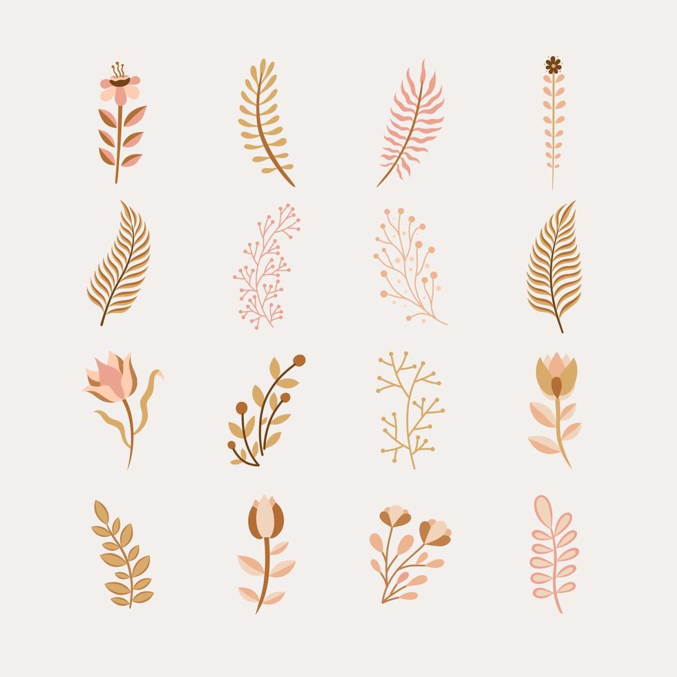 Decorative Boho Plant Elements vector