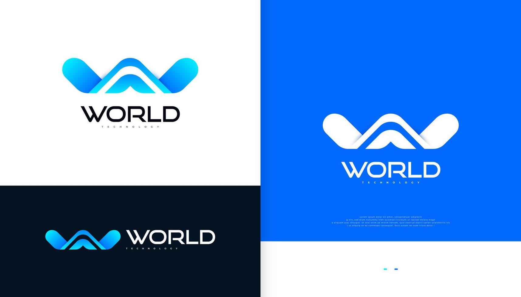 Modern Letter W Logo Design in Blue Gradient Concept. Abstract Initial W Logo for Business and Technology Company vector