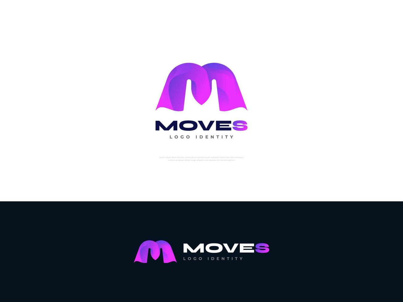 diseño abstracto del logotipo de la letra m con un concepto de gradiente moderno. logotipo m inicial en degradado morado vector